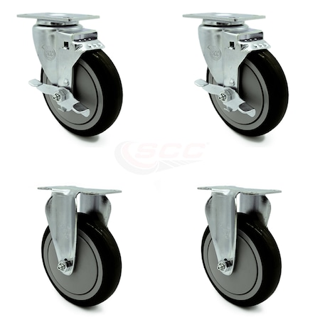 Service Caster Cambro UPCS400CK Ultra Pan Carrier Caster with 2 Rigid Replacement Set - SCC CAM-SCC-20S514-PPUB-BLK-TLB-2-R514-2